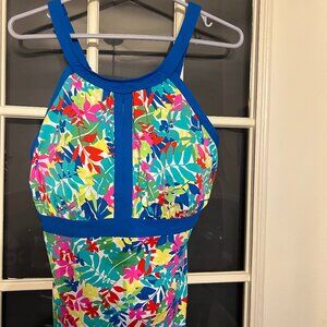 Land's End NEW Tankini Swimsuit Top Keyhole High Neck Women Plus 16 Size DD-Cup